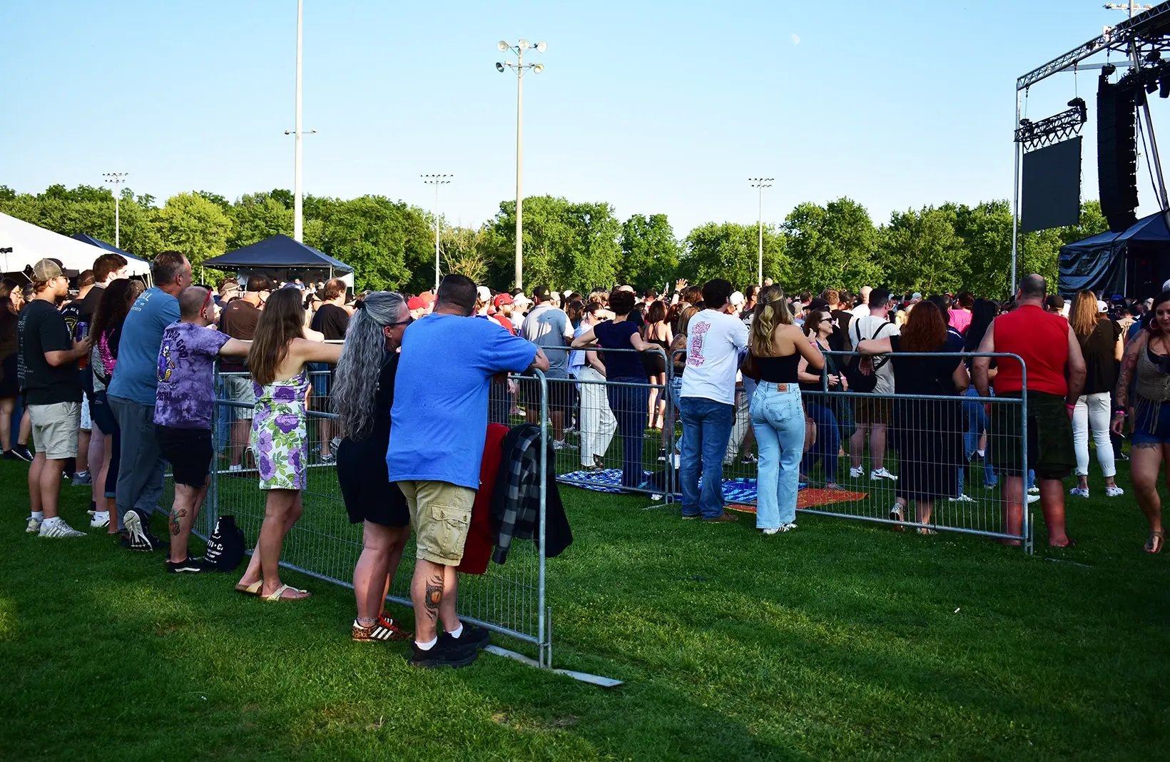 Crowd Control fence rental at an outdoor concert venue