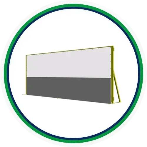 Portable safety panel barriers used to direct pedestrian flow and establish temporary safety zones.