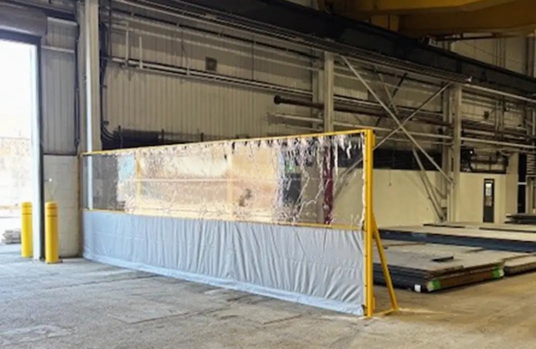 Portable safety panel barriers used to direct pedestrian flow and establish temporary safety zones.