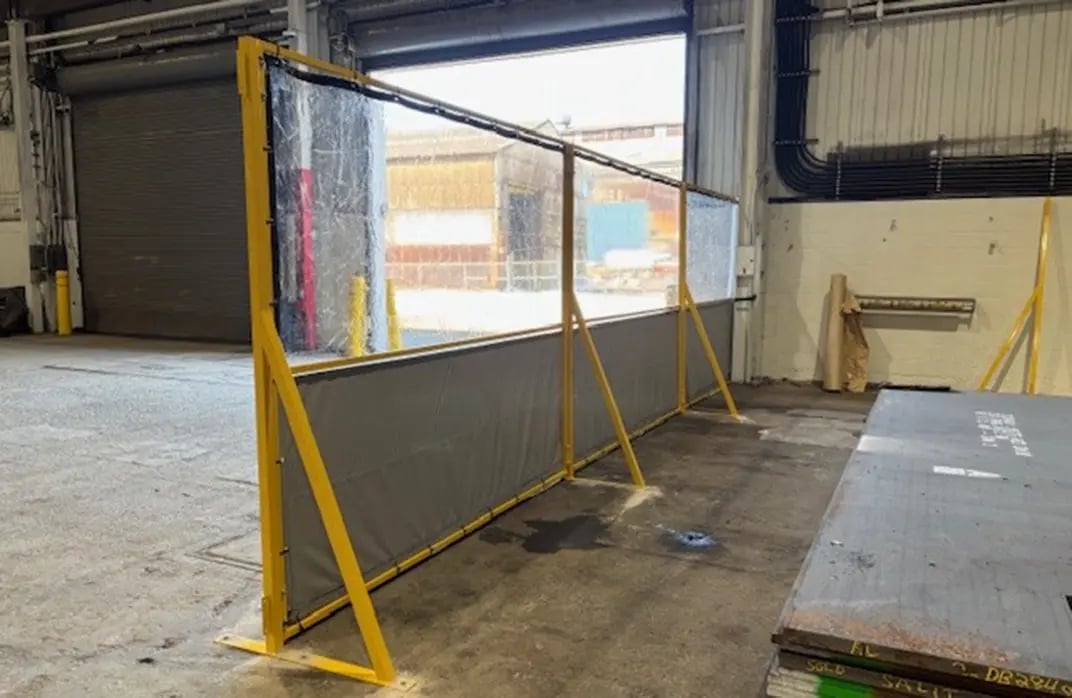 Portable safety panel barriers used to direct pedestrian flow and establish temporary safety zones.