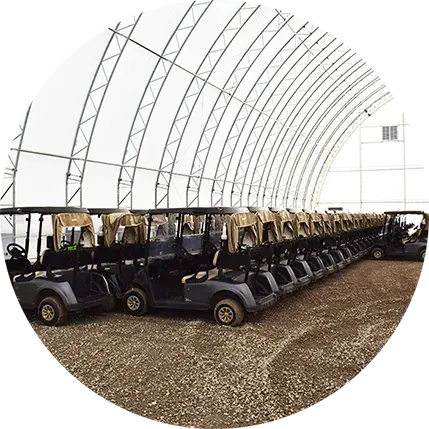 Steel and Fabric Storage Domes for Golf Courses