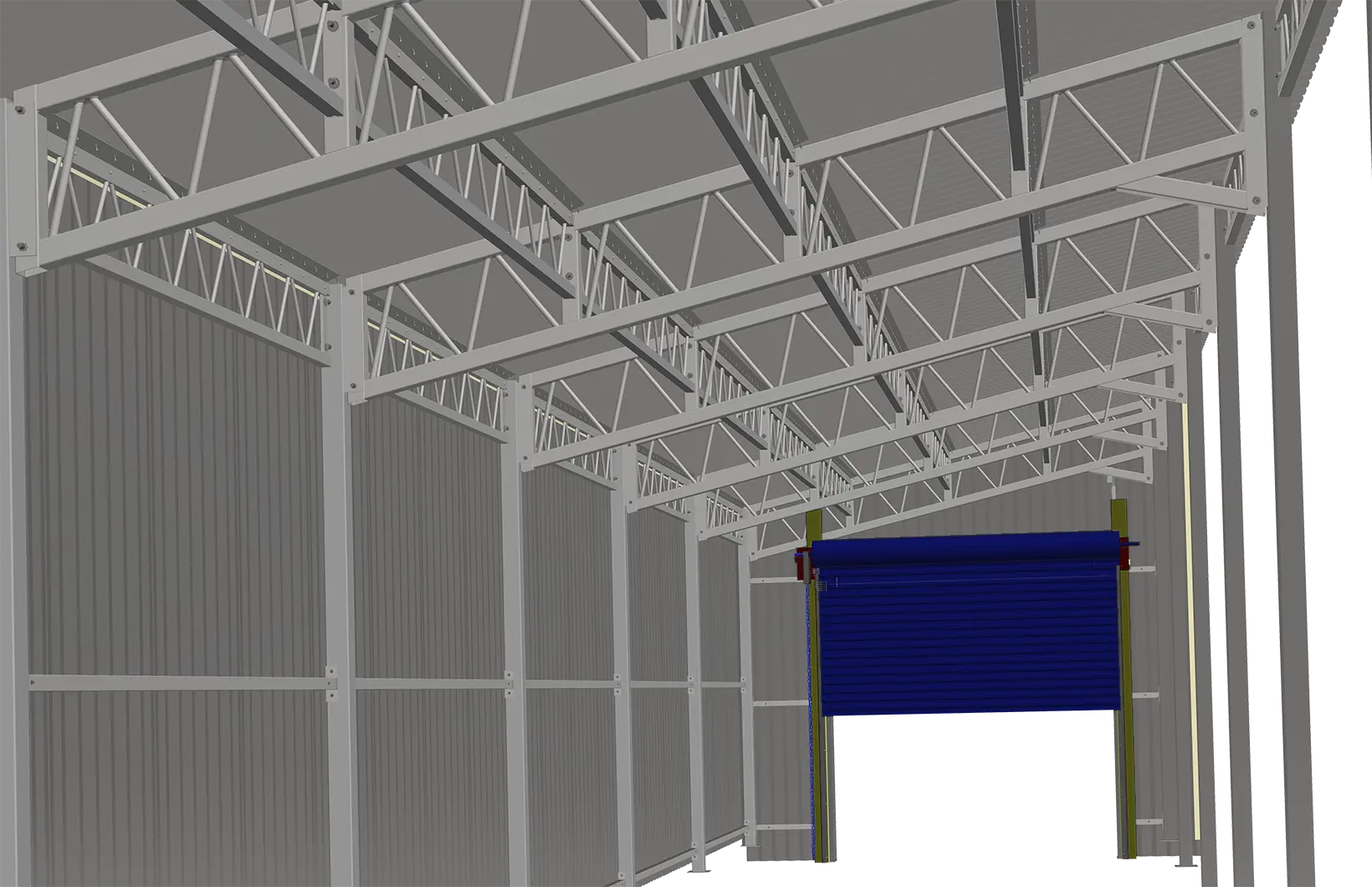 Lean-to shelter for commercial, industrial, municipal, and garden centre storage applications