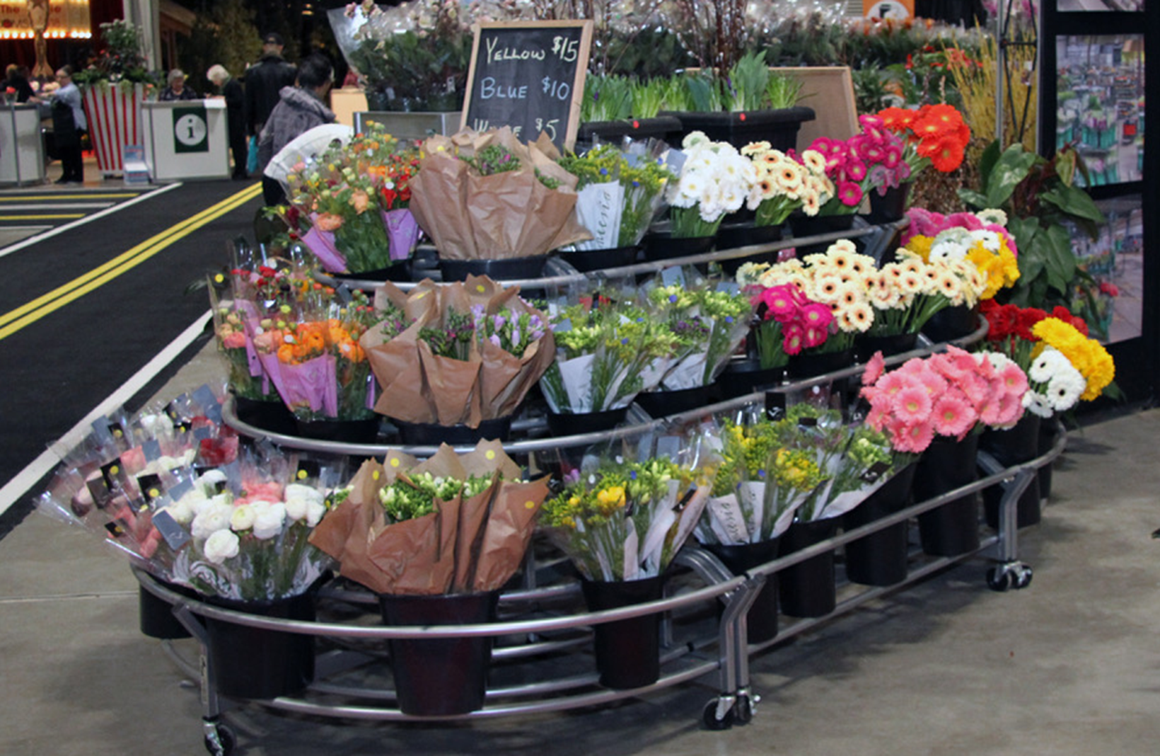 Half Circle Cart designed for displaying and merchandising plants, flowers, and seasonal garden centre products