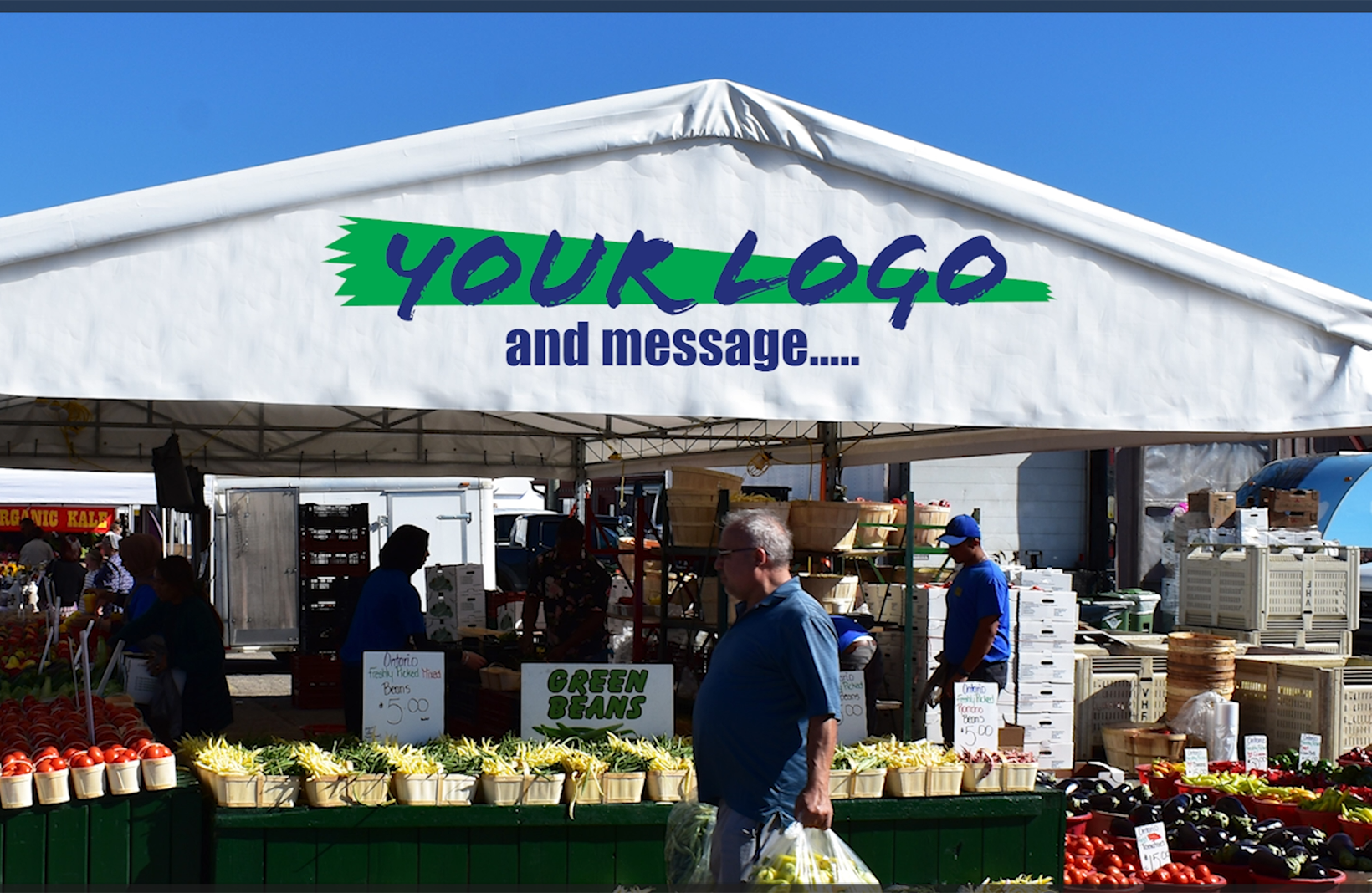 Show tent for garden centres, farmers markets, festivals, community events,  and retail merchandising promotions.