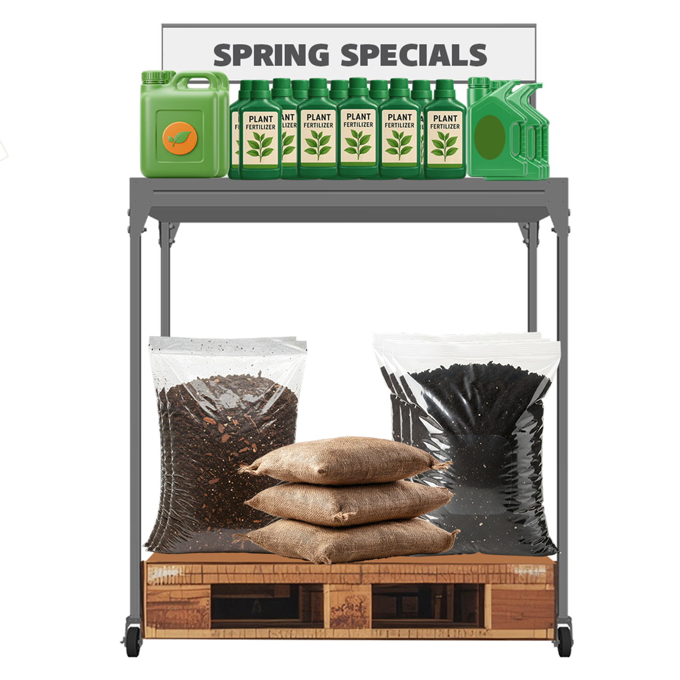 Pallet Stage Display for garden centres, nurseries, retail stores, and promotional product displays