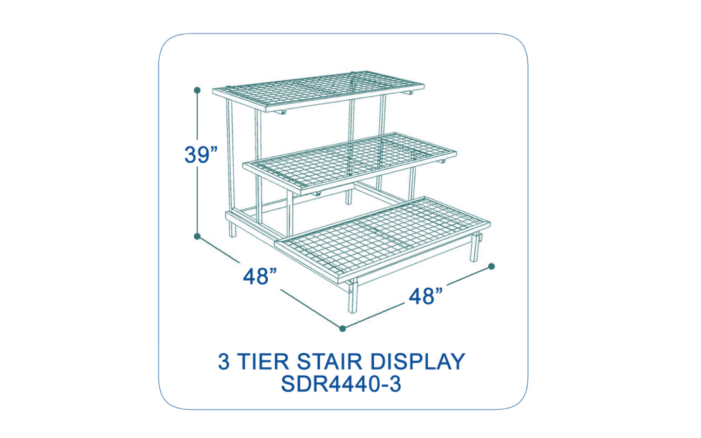3 Step Stair Display Outfront, Stair Step Display Shelves